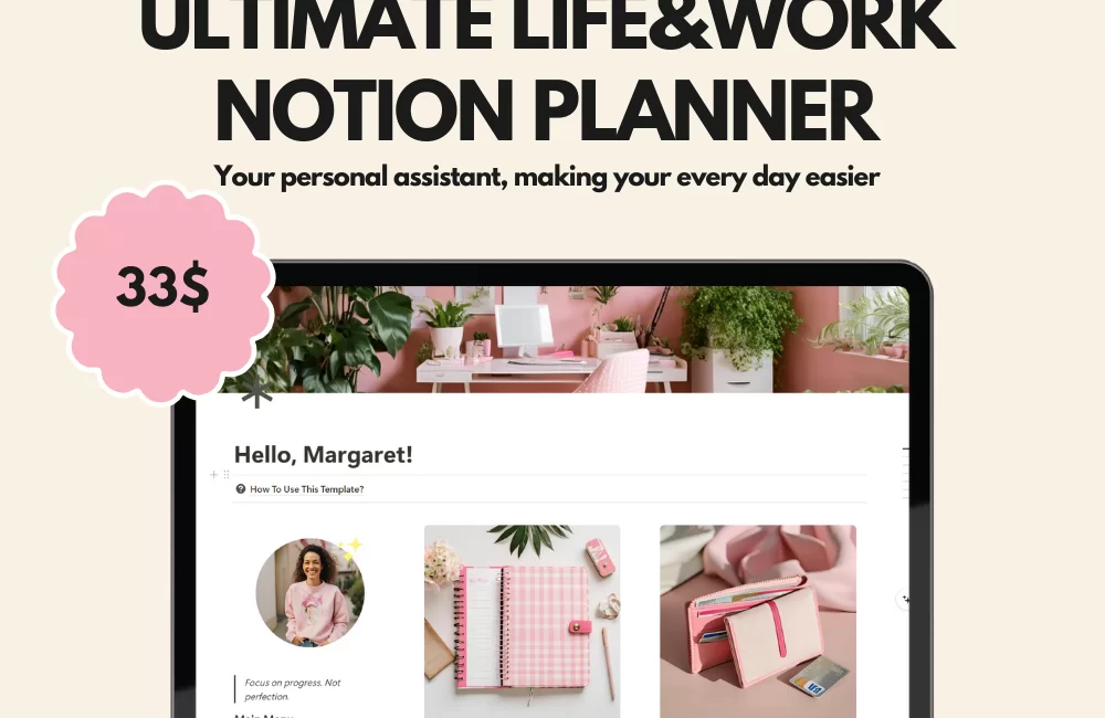 2024 Notion Template | Ultimate Life Work Planner | Dashboard | Digital Planner | Notion Planner | ADHD | All in One Template Notion