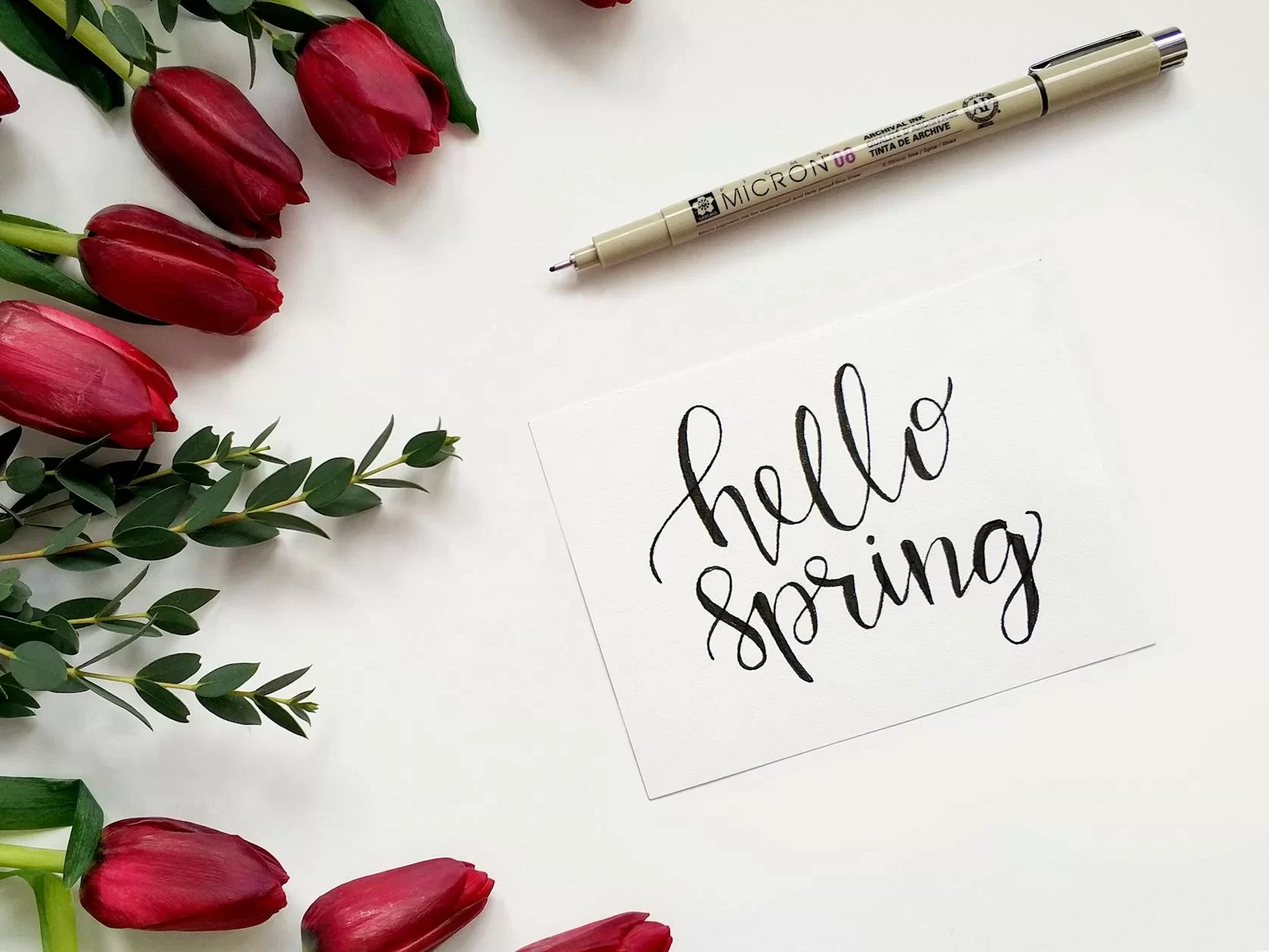 hello spring handwritten paper