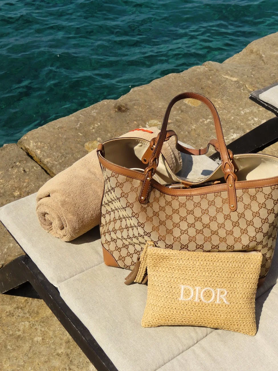luxury beach accessories by the ocean