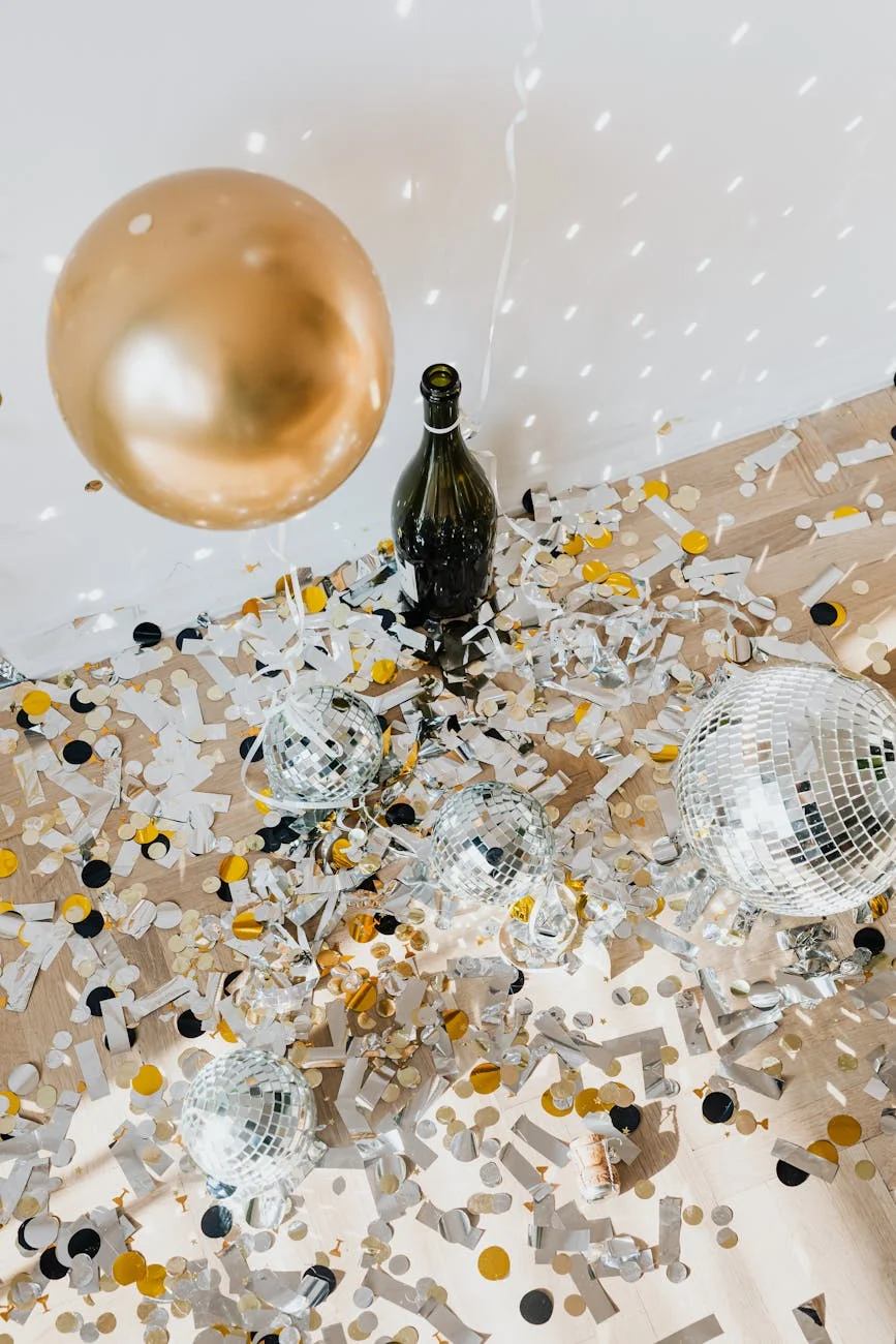 a bottle and confetti