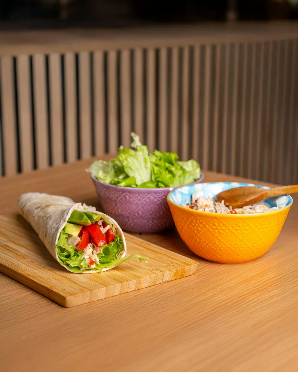 fresh vegetarian wrap with colorful vegetables