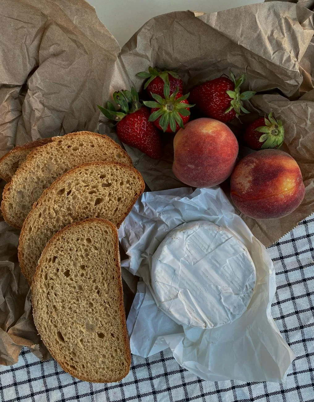 strawberries peaches and bread