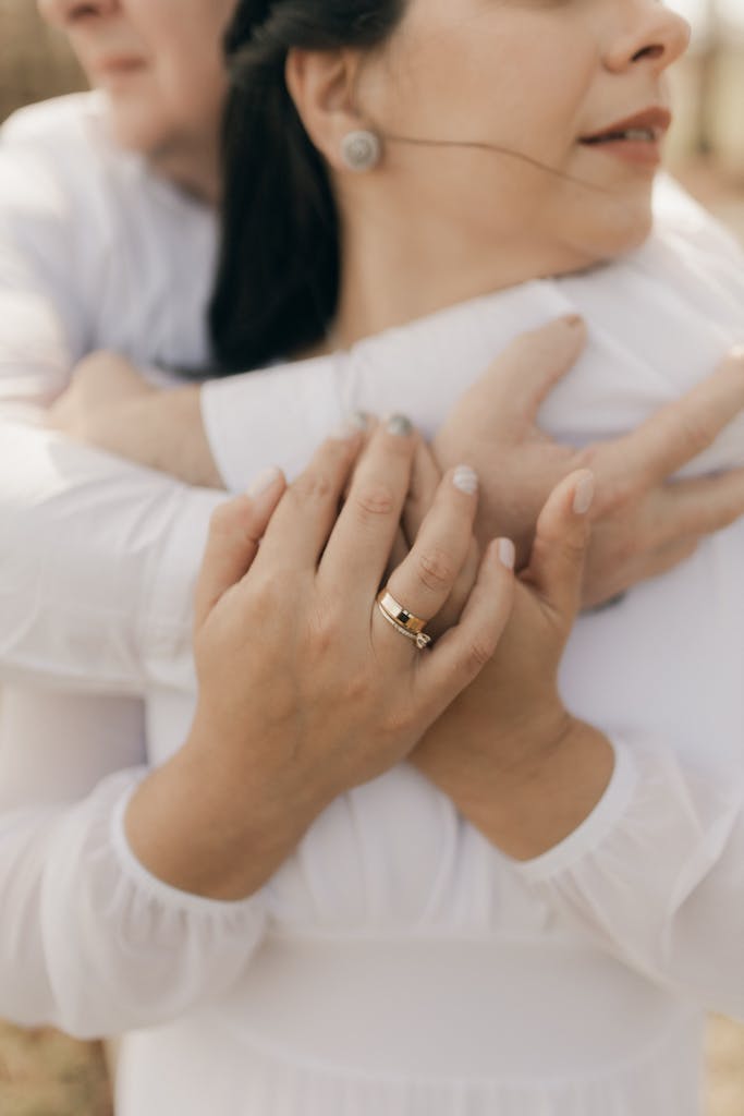 Genuine close-up of an intimate embrace, highlighting love and connection.