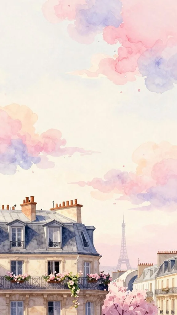 pastel hued parisian rooftop aesthetic