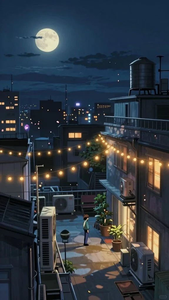 peaceful solace in moonlit sanctuary