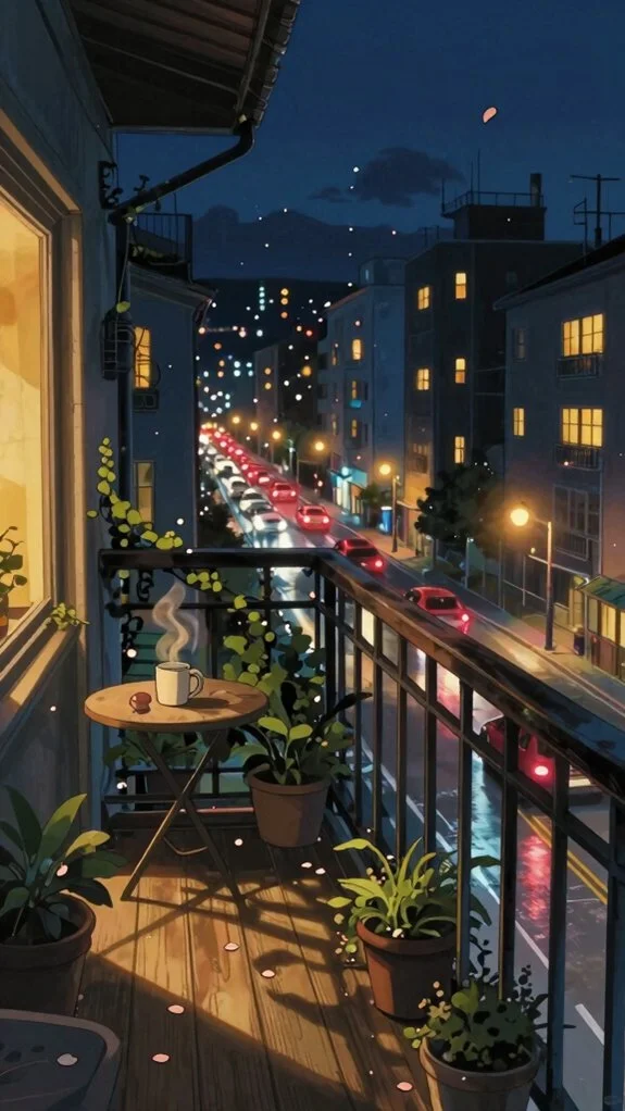rainy balcony commanding city s pulse