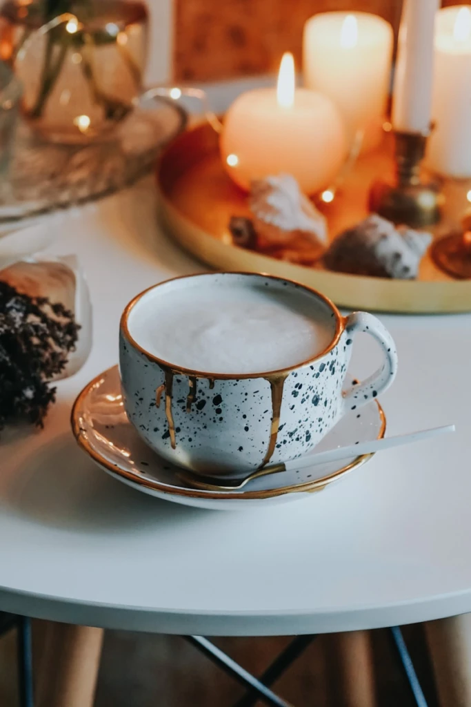 Creamy ashwagandha moon milk in a ceramic mug