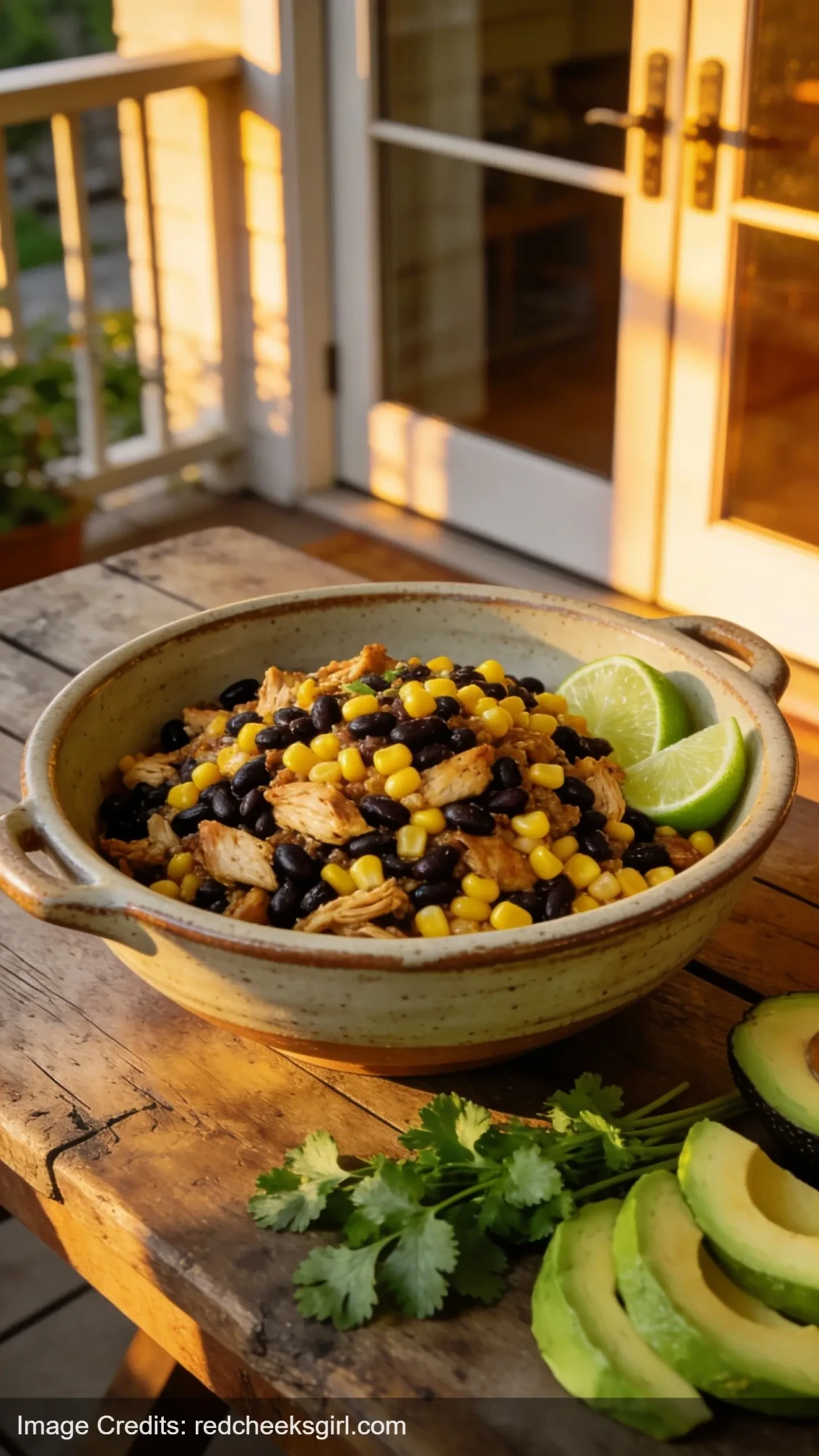 slow cooker chicken and black bean dish with corn and lime