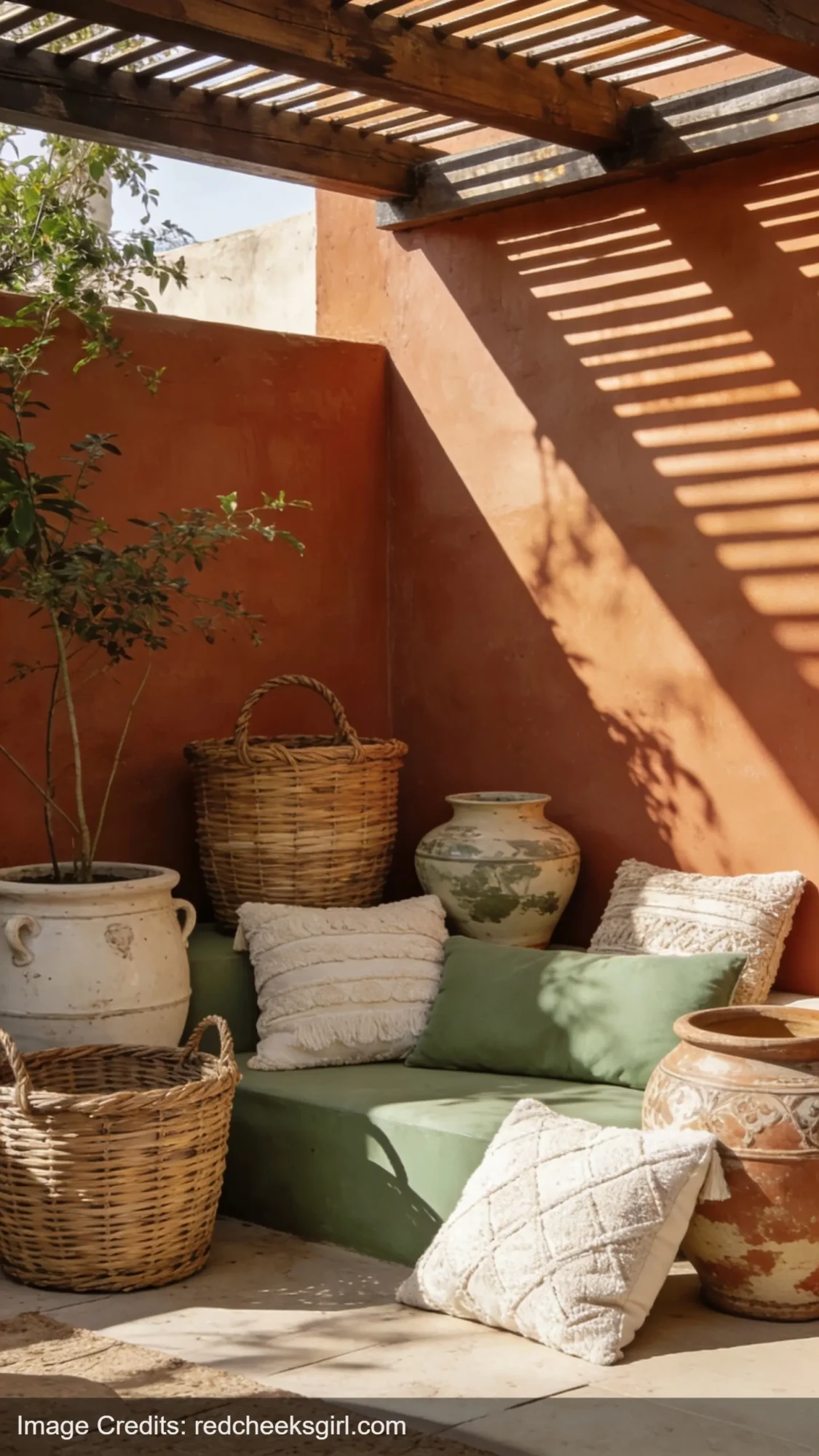 Eclectic outdoor patio styling with mismatched vintage elements and plants