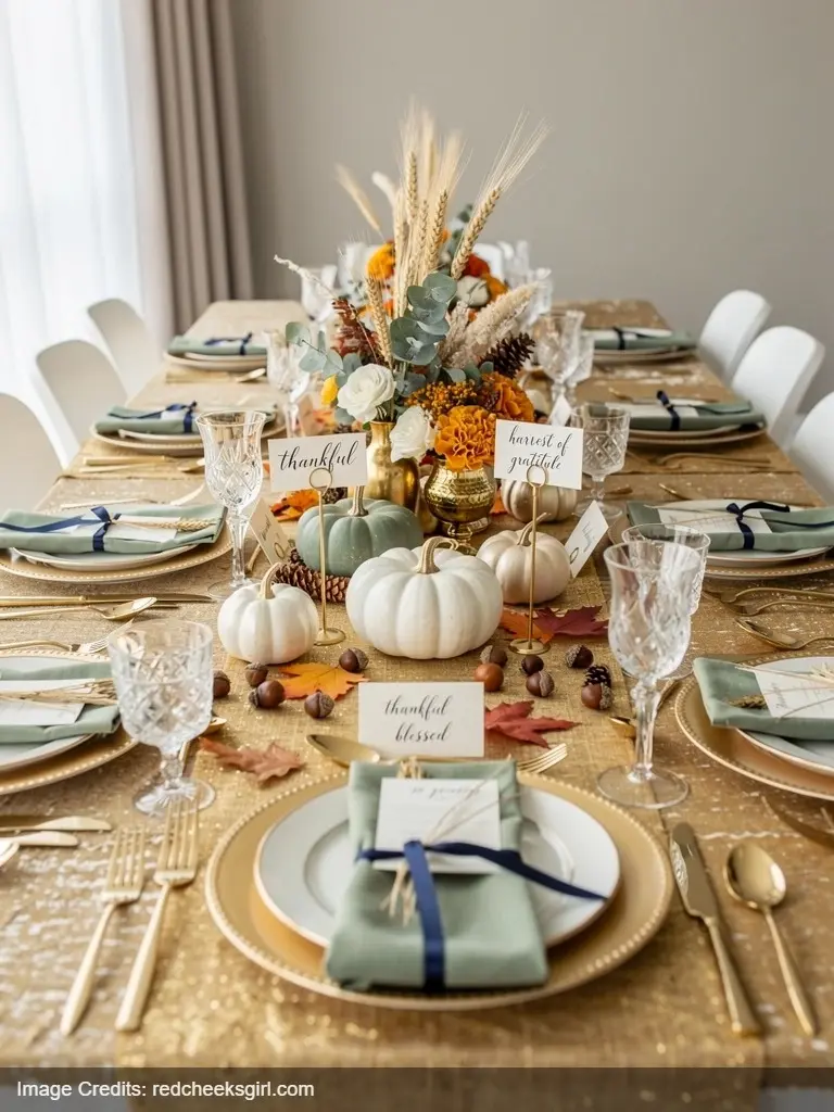 thankful blessed baby shower decor gold ivory sage navy harvest gratitude thanksgiving autumn