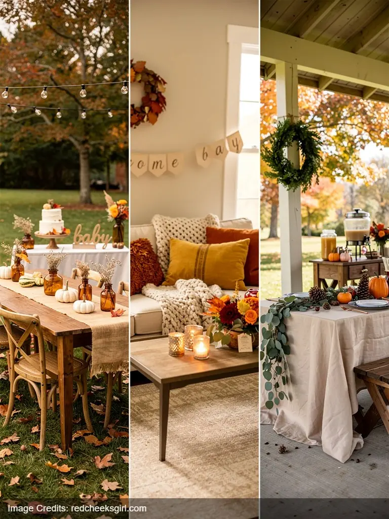 fall baby shower venue ideas backyard indoor park pavilion different settings theme matching
