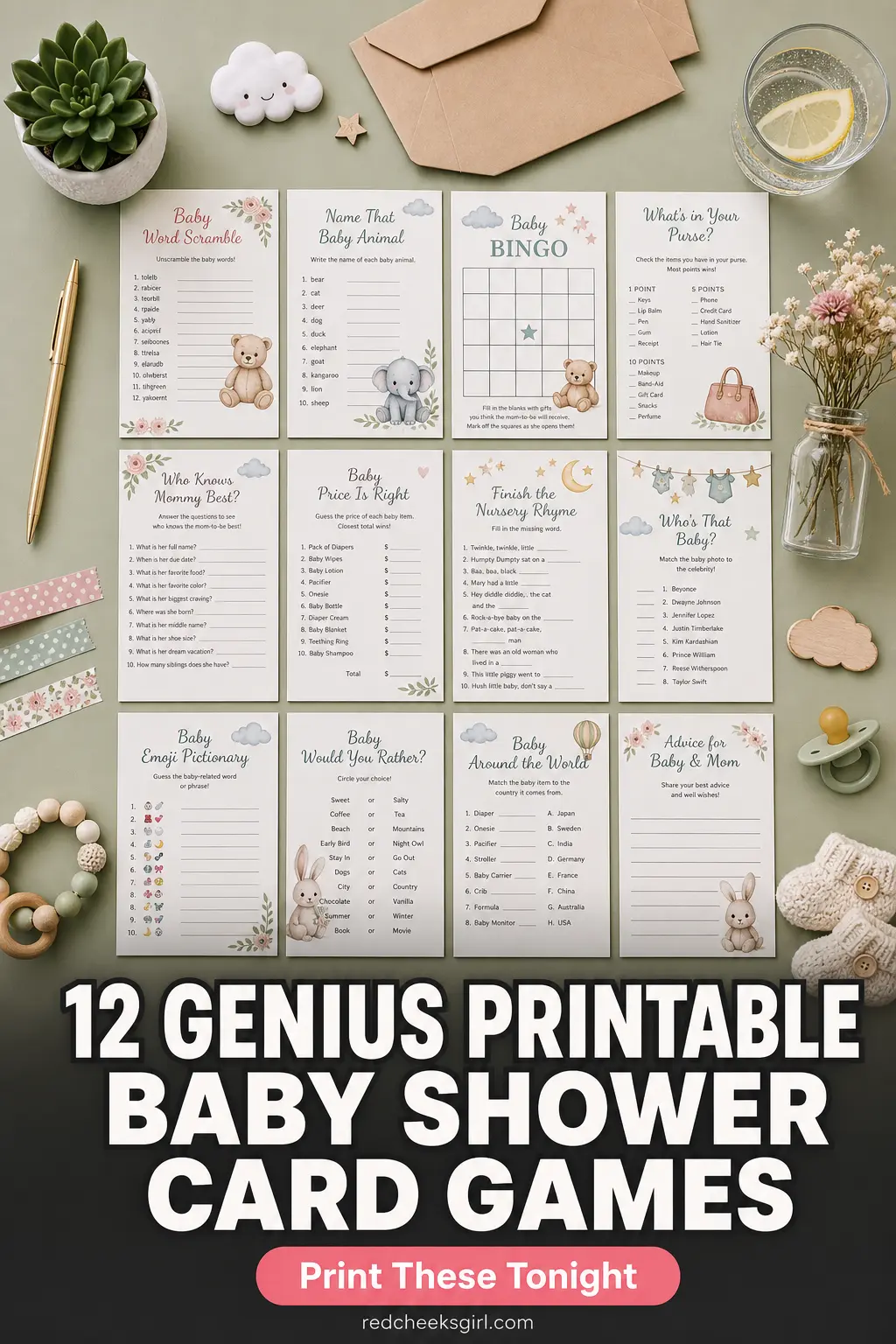 12 Genius Printable Baby Shower Card Games