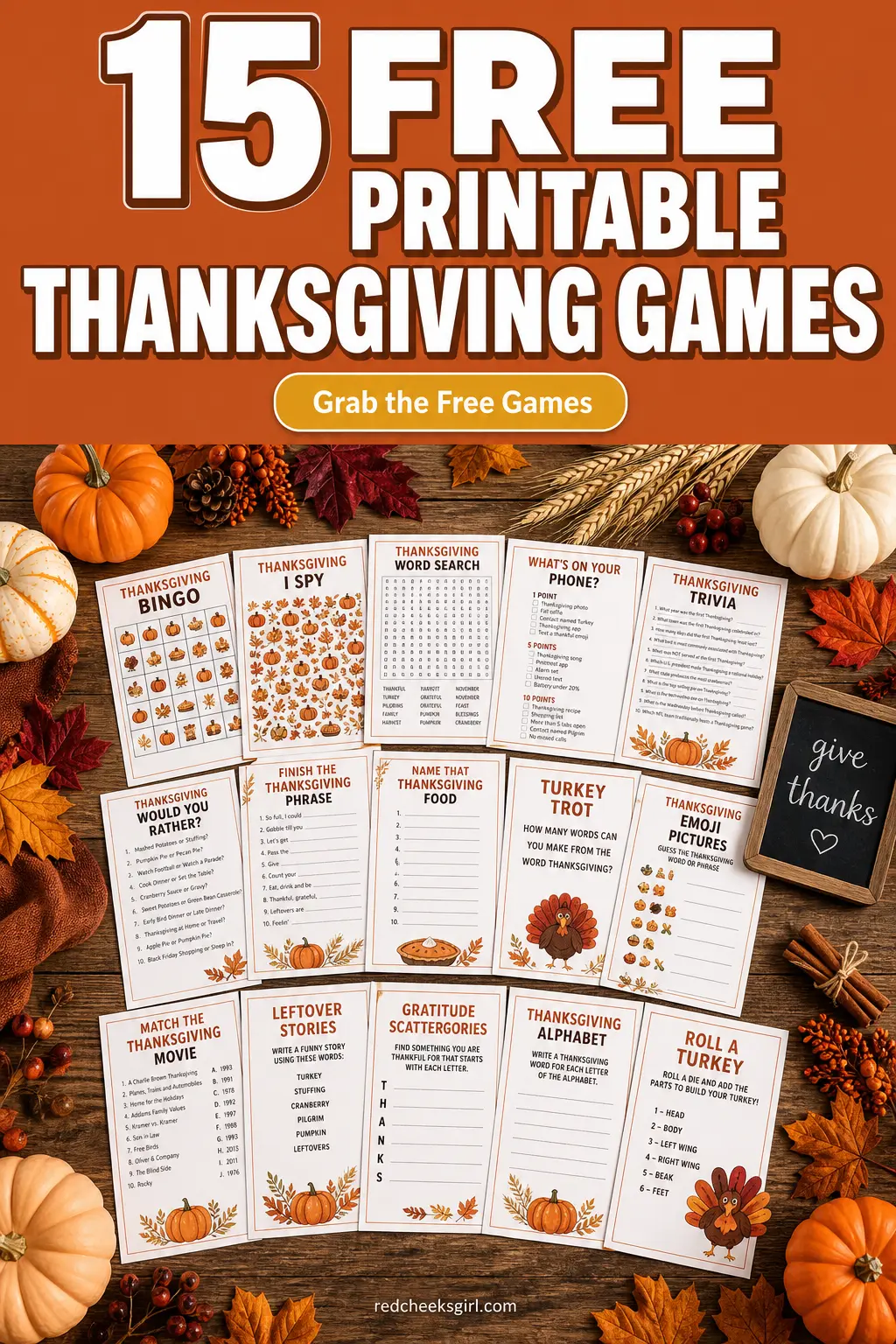 15 Free Printable Thanksgiving Games
