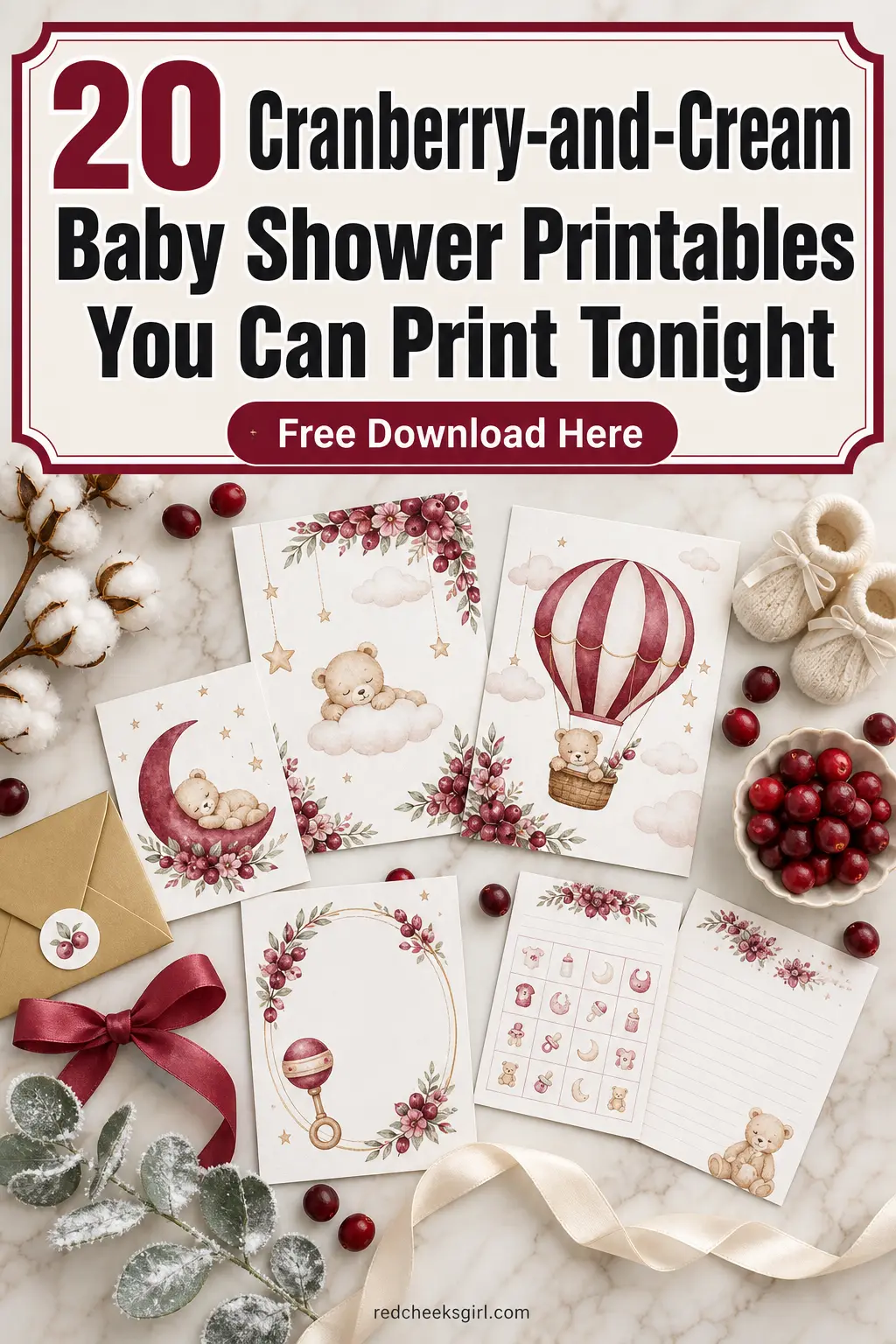 20 Cranberry-and-Cream Baby Shower Printables You Can Print Tonight