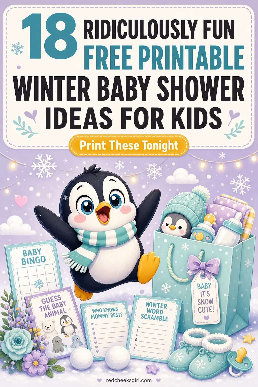 18 Ridiculously Fun Free Printable Winter Baby Shower Ideas for Kids