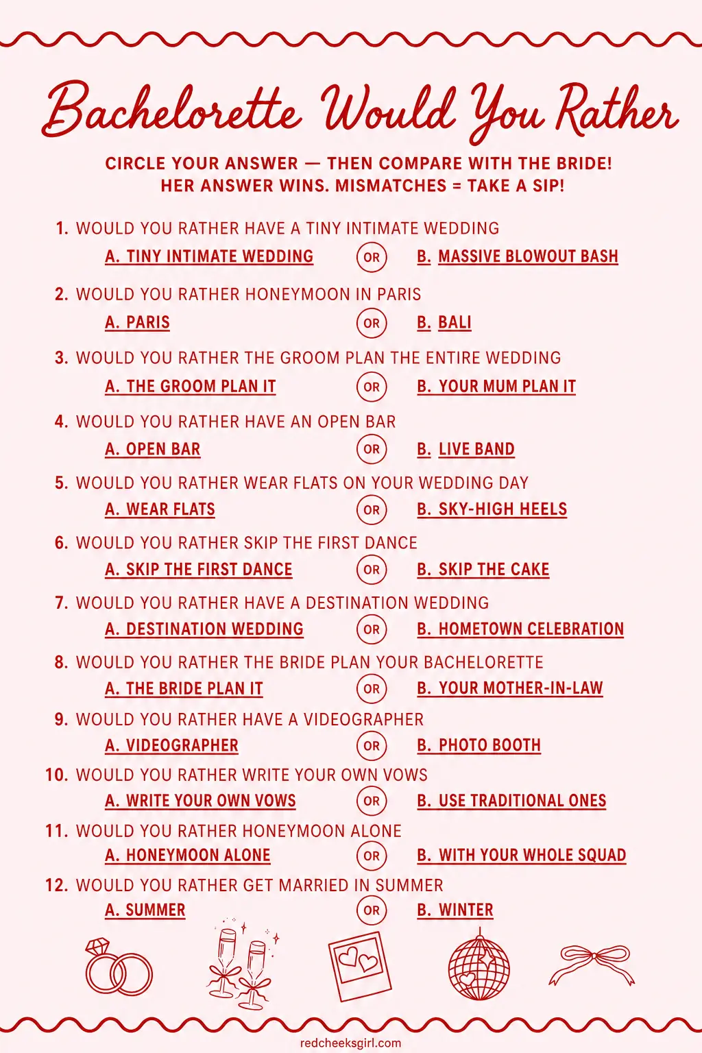 Bachelorette Would You Rather printable