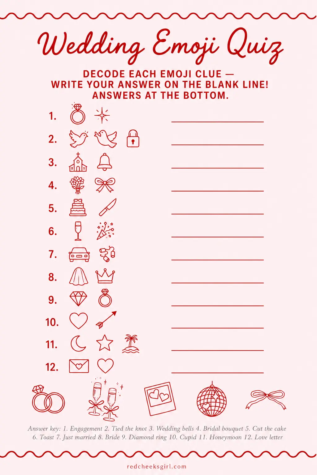 Wedding Emoji Quiz printable