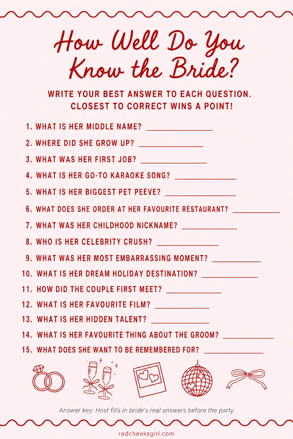 How Well Do You Know the Bride printable