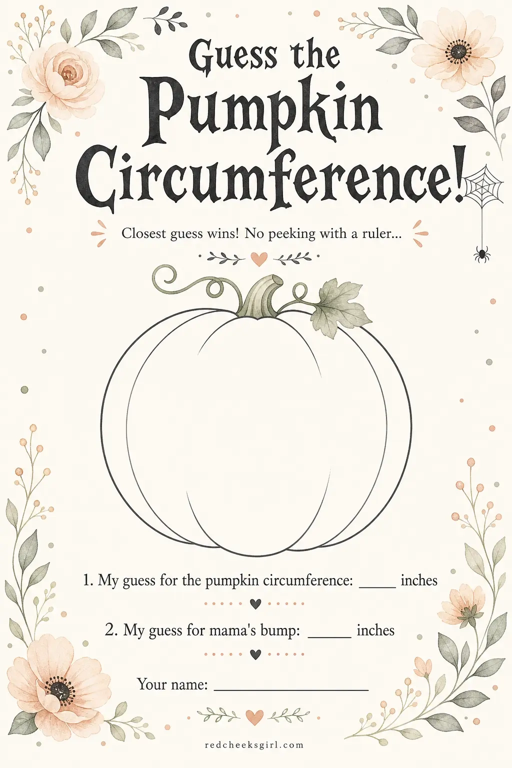 Guess the Pumpkin Circumference printable