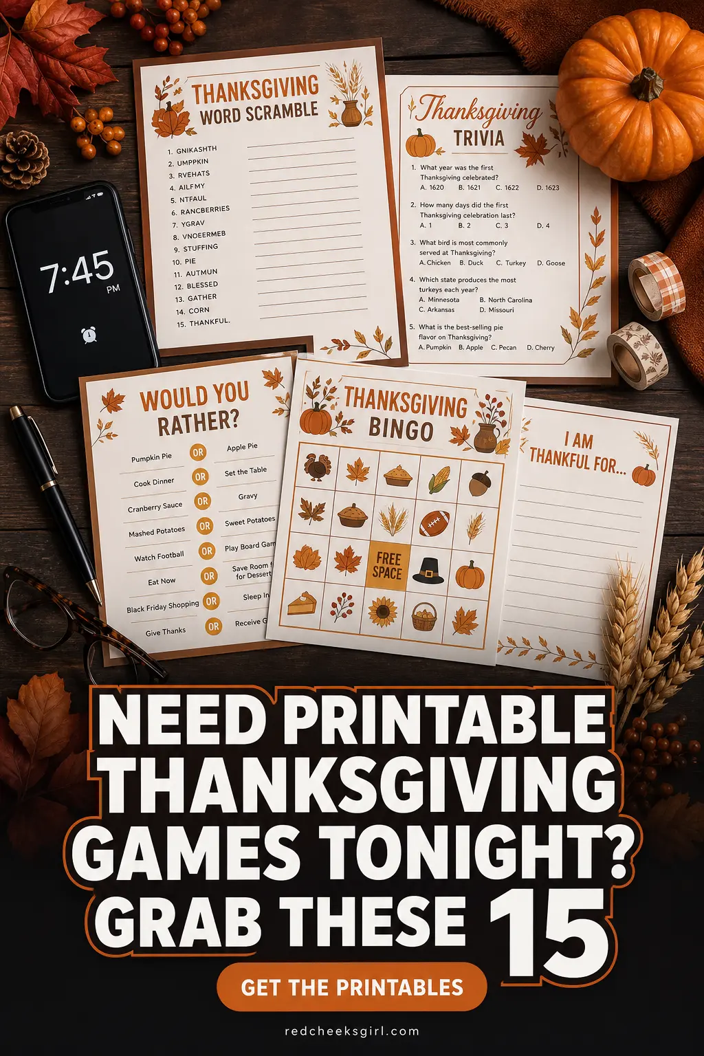 Need Printable Thanksgiving Games Tonight? Grab These 15