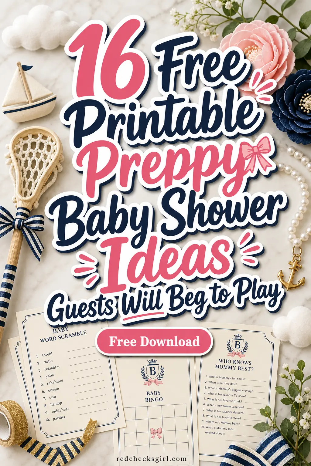 16 Free Printable Preppy Baby Shower Ideas Guests Will Beg to Play