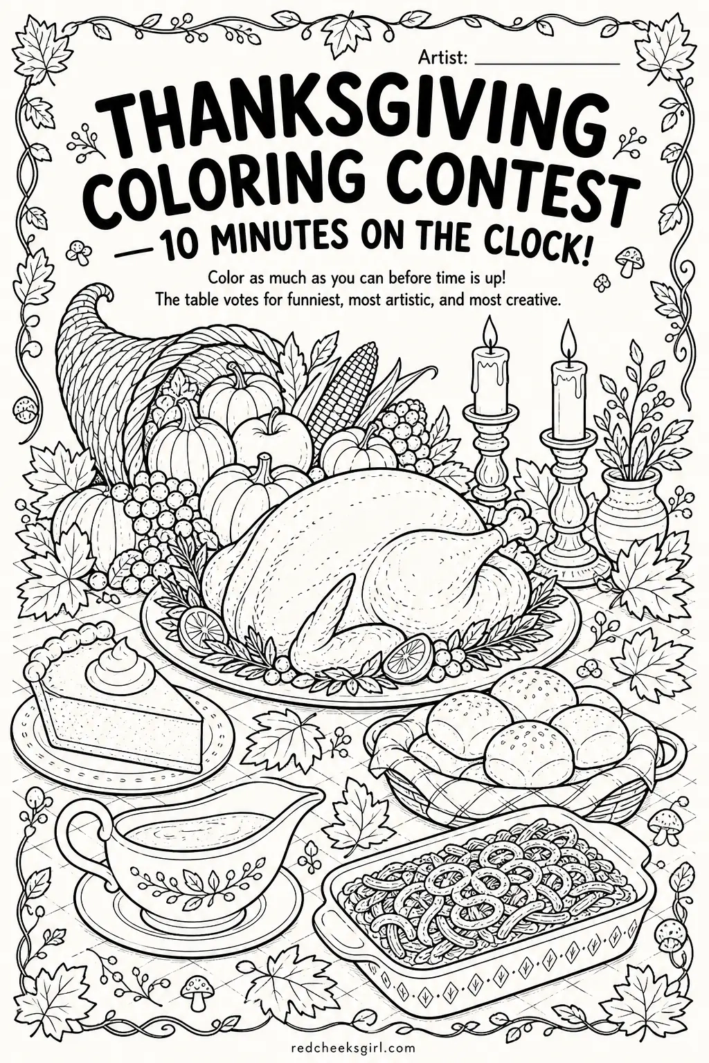 Thanksgiving Coloring Contest printable