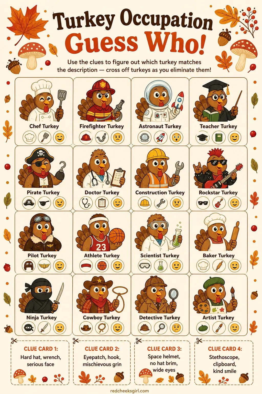 Turkey Occupation Guess Who printable