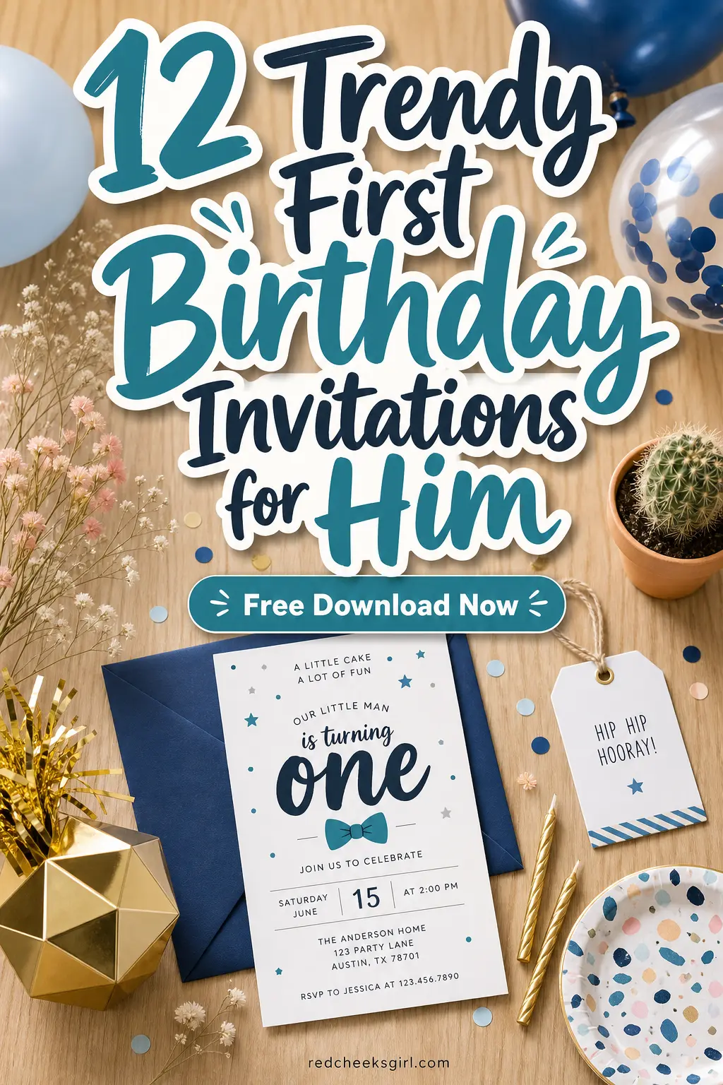 12 Trendy First Birthday Invitations for Him