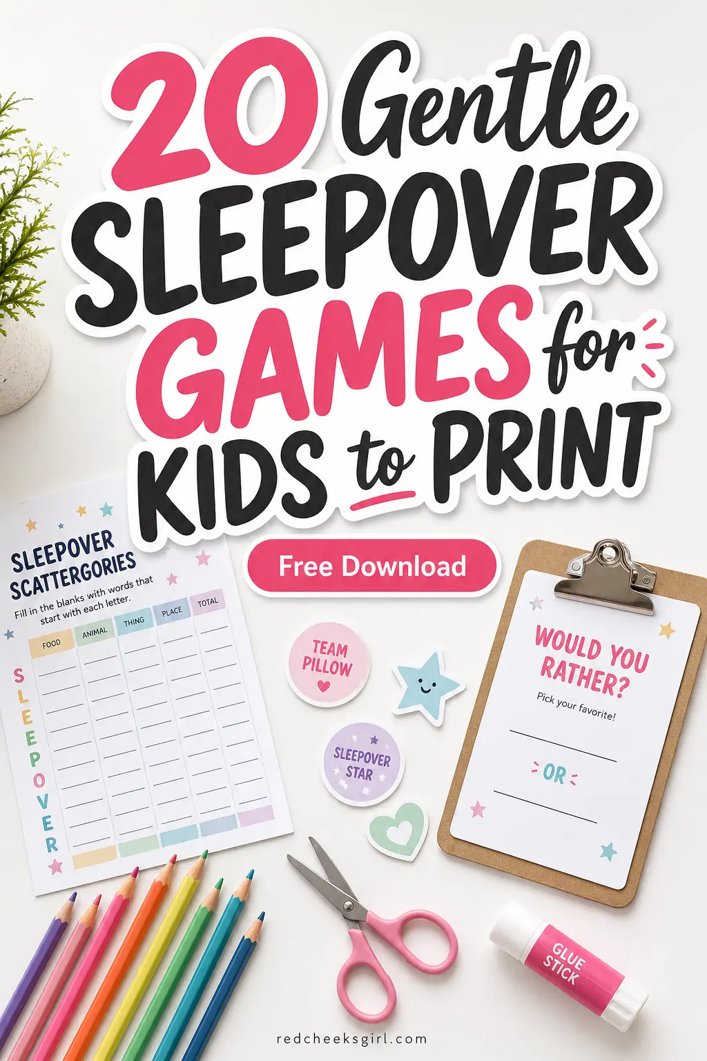20 Gentle Sleepover Games for Kids to Print