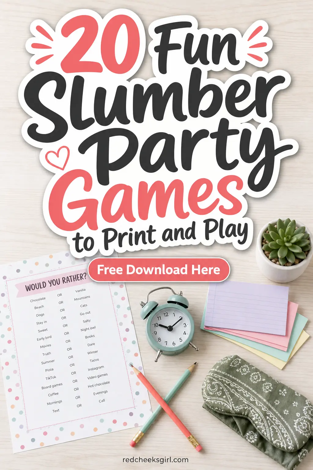 20 Fun Slumber Party Games to Print and Play