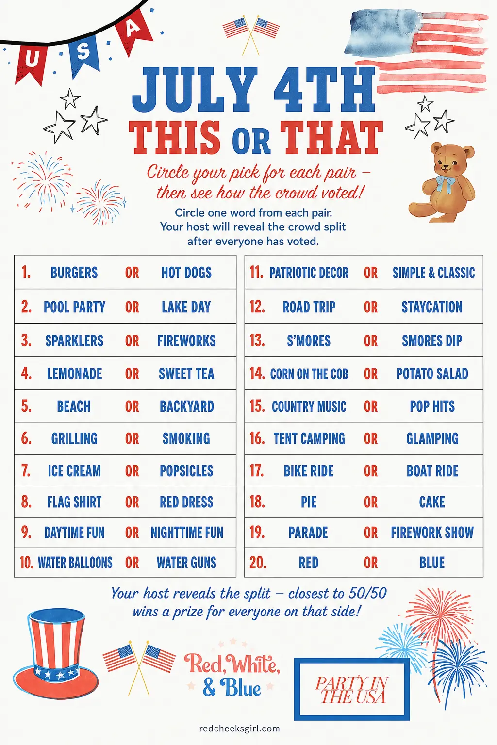 July 4th This or That printable
