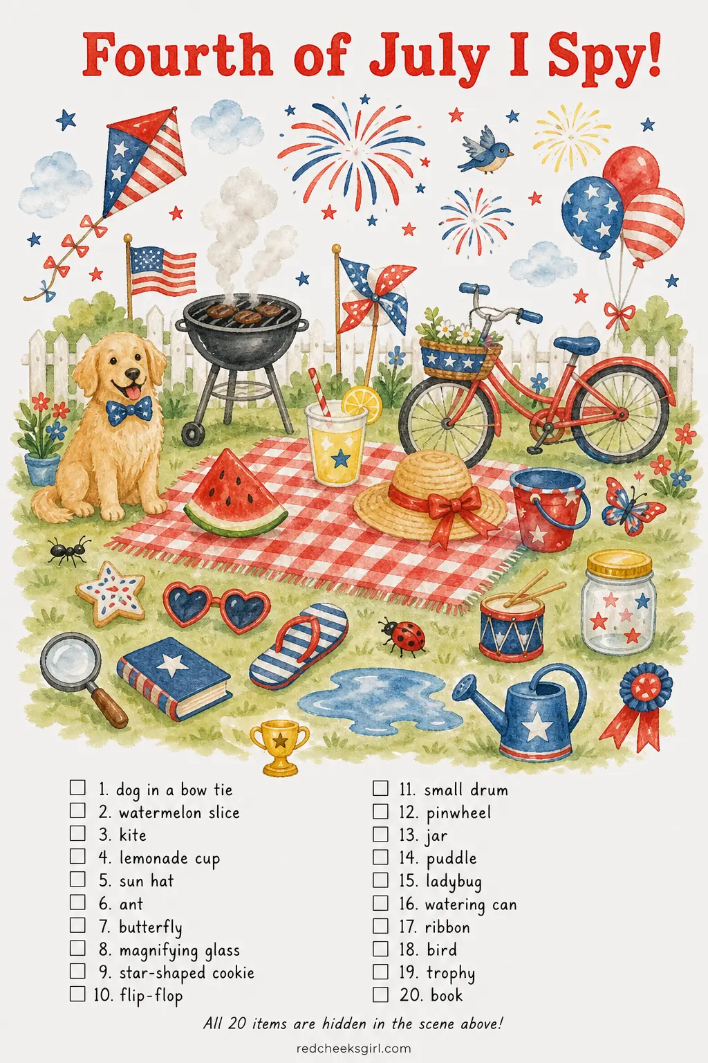 Fourth of July I Spy Sheet printable