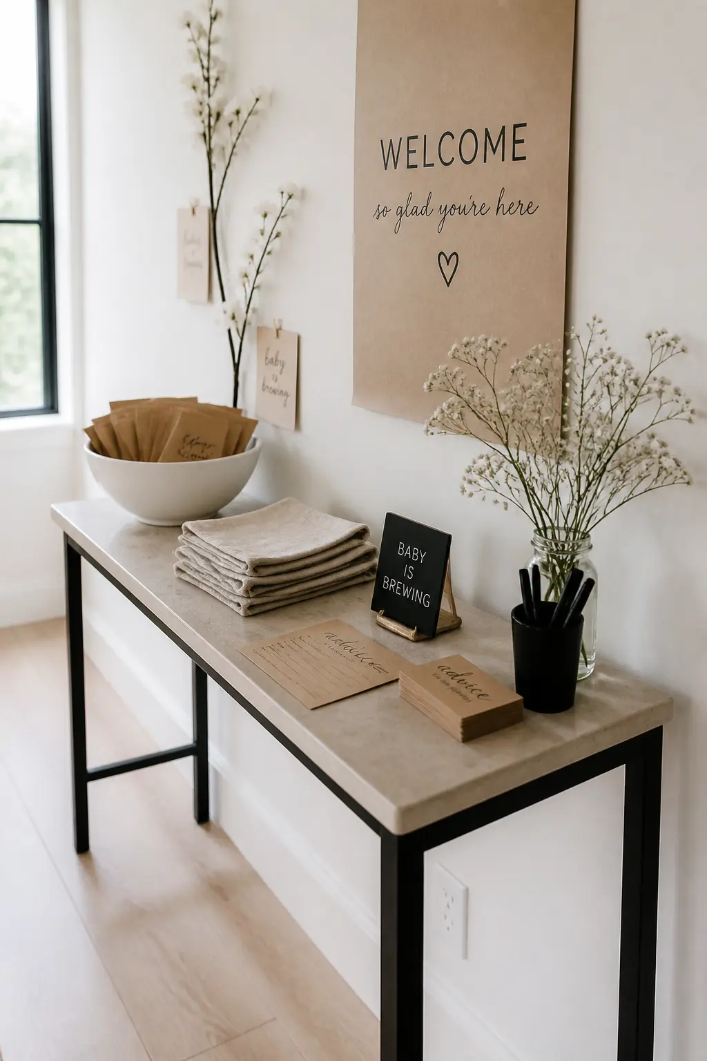 Minimal Kraft Welcome Table