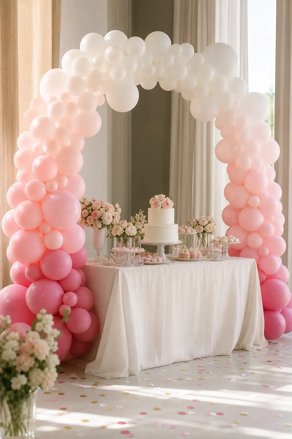 Blush and White Ombre Arch