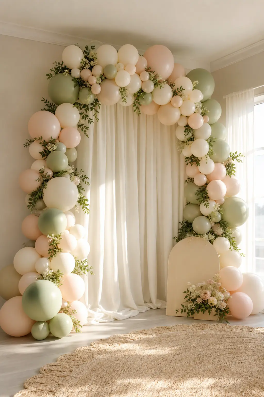 Corner Arch Photo Station with Fabric Backdrop