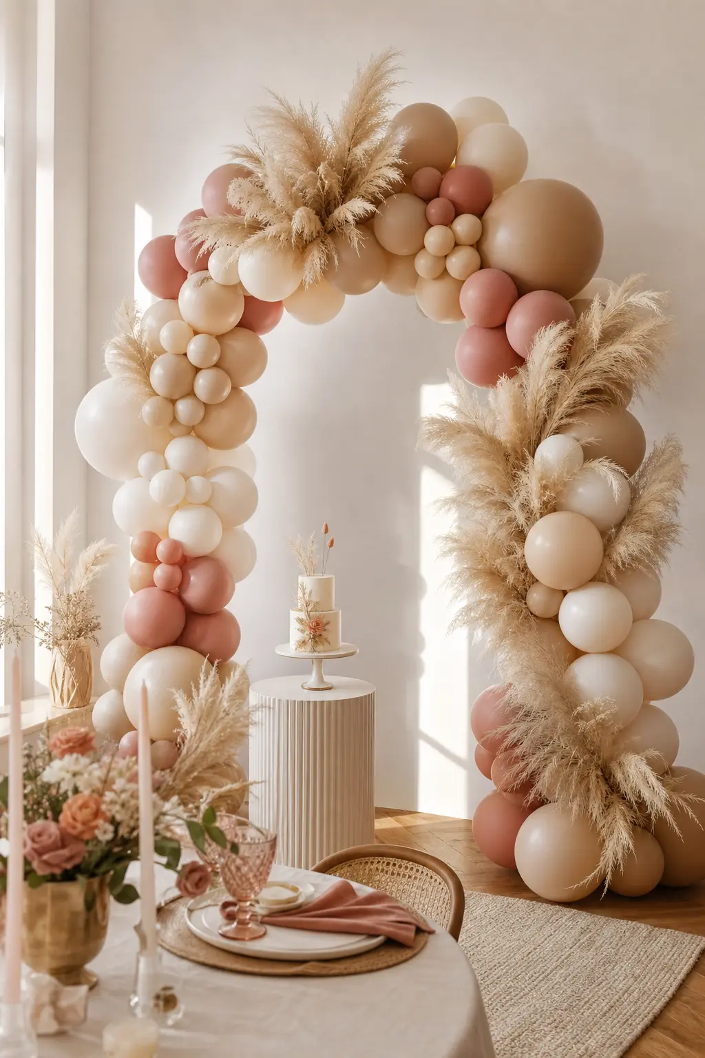 Dusty Rose and Pampas Grass Boho Arch