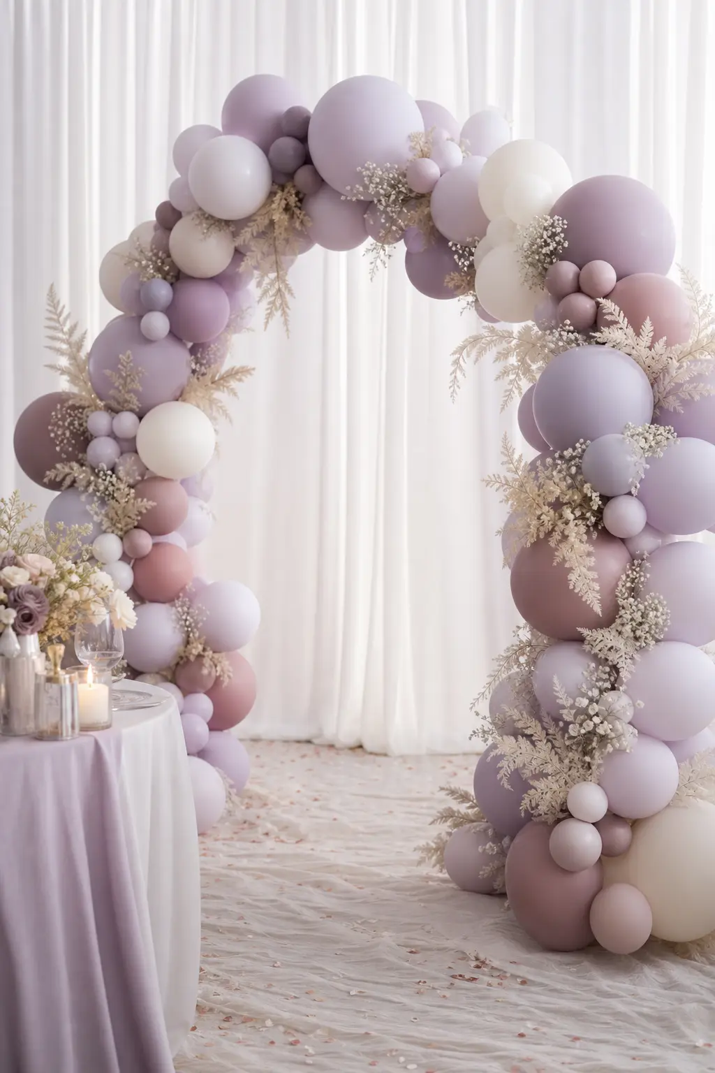 Lavender and Warm White Boho Arch