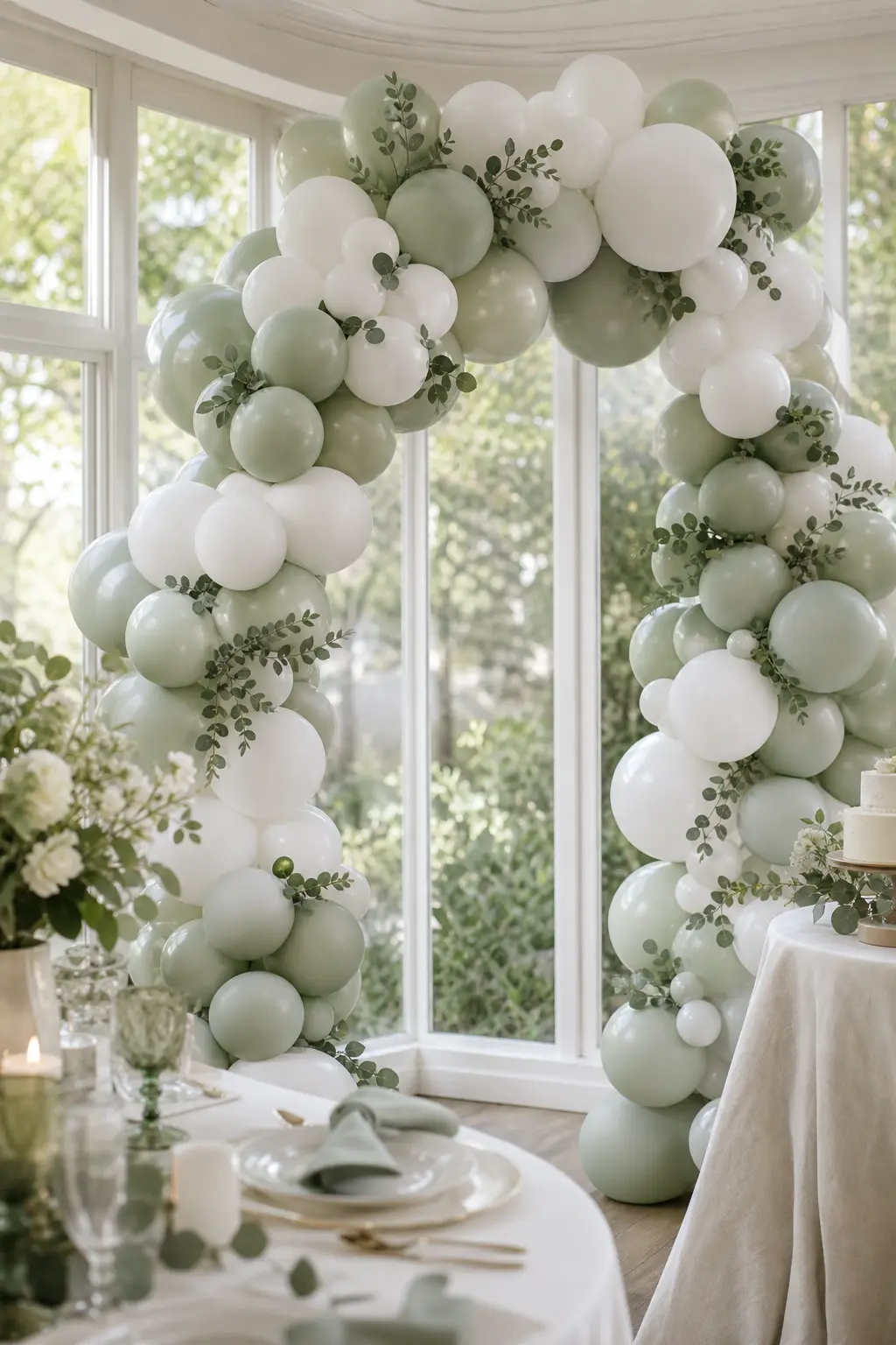 Sage Green and White Modern Arch