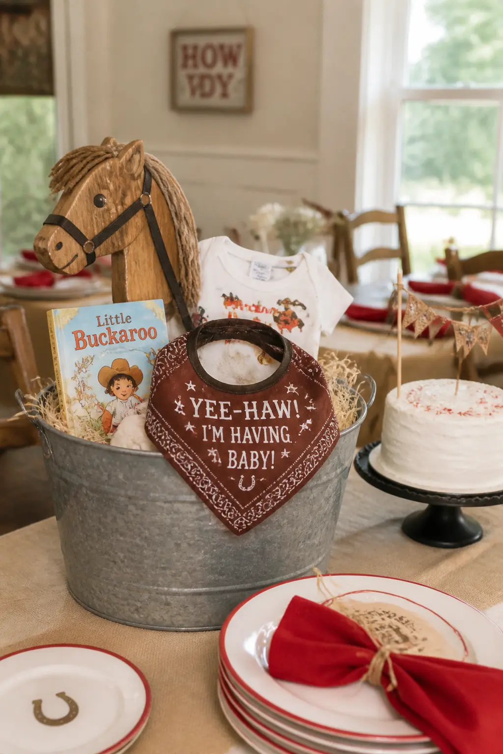 Cowboy Western Baby Shower Basket