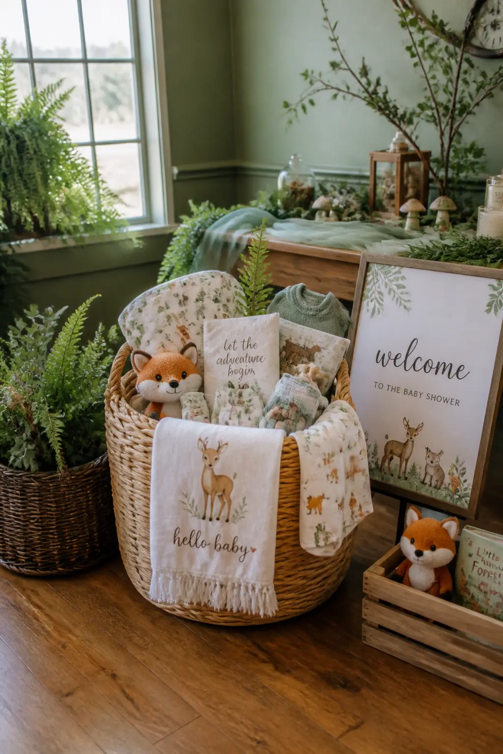 Enchanted Forest Woodland Baby Shower Basket