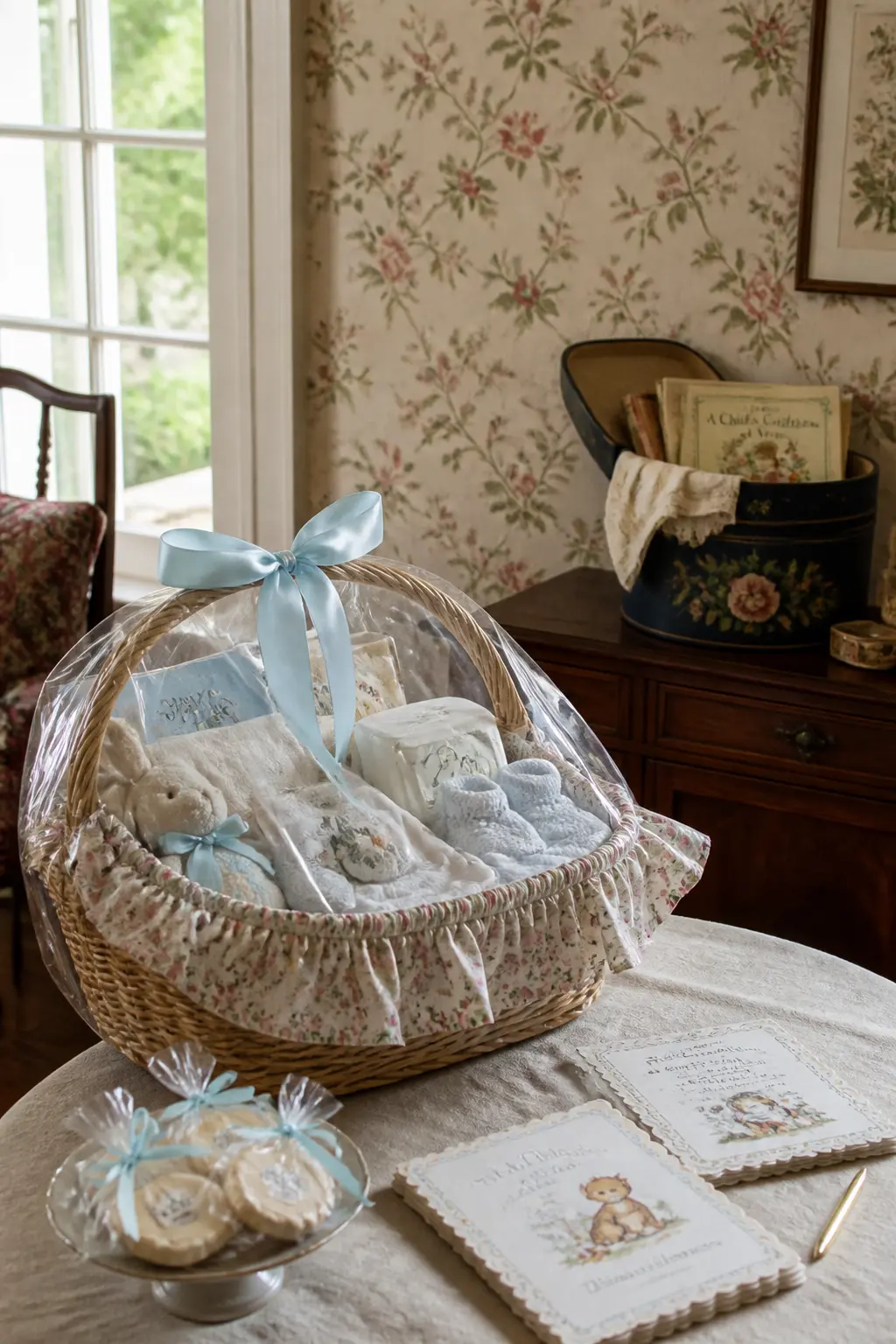 Grandmillennial Vintage Baby Shower Basket