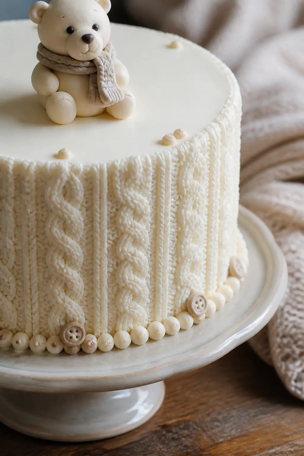 Bear Cake With Knitted-Texture Icing