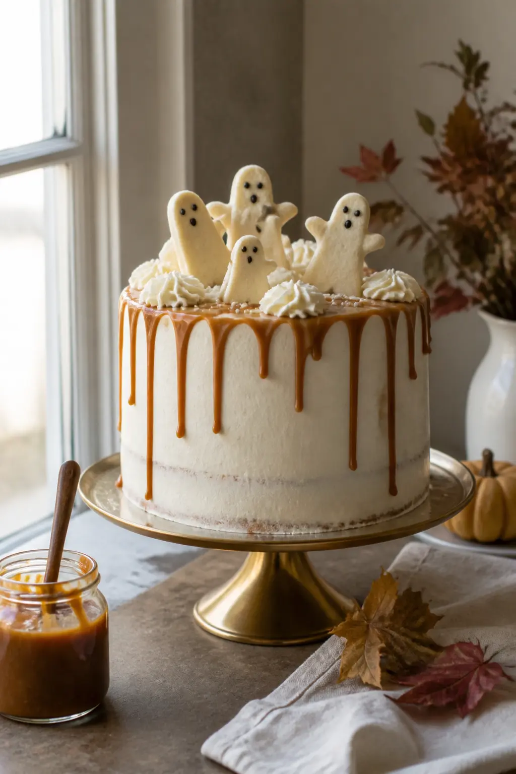 Caramel Drip Halloween Cake