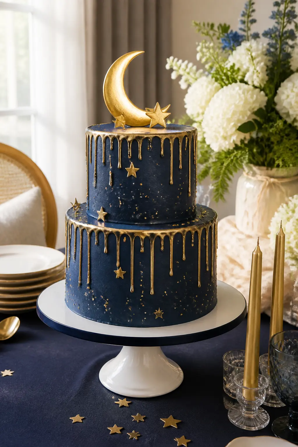 Moon and Stars Drip Cake