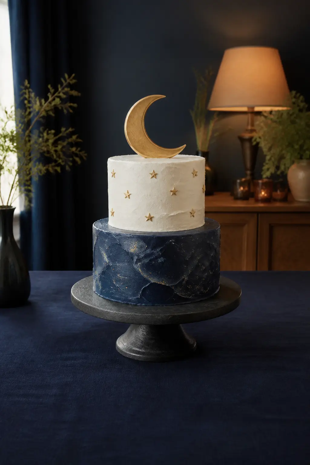 Over-the-Moon Cake With A Gold Crescent
