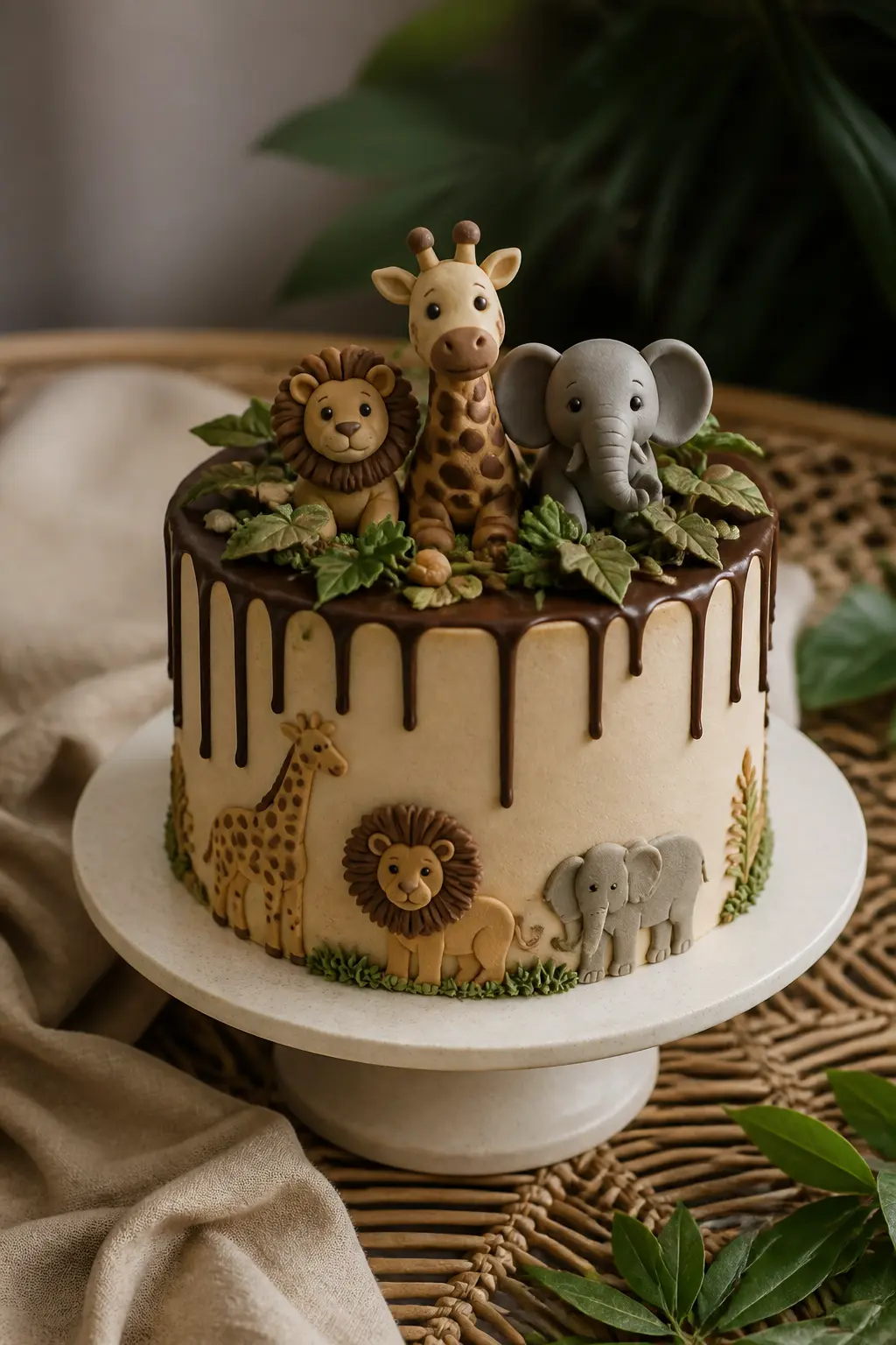 Safari Cake With Carved Animals