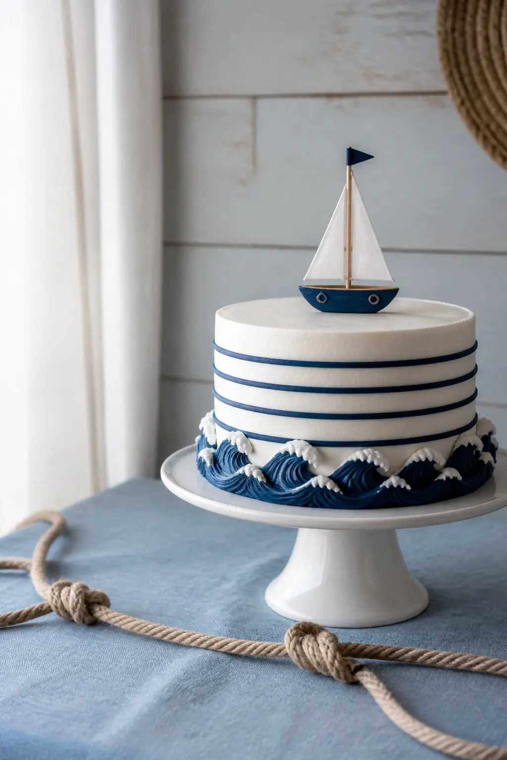 Sailboat Cake In Navy And White