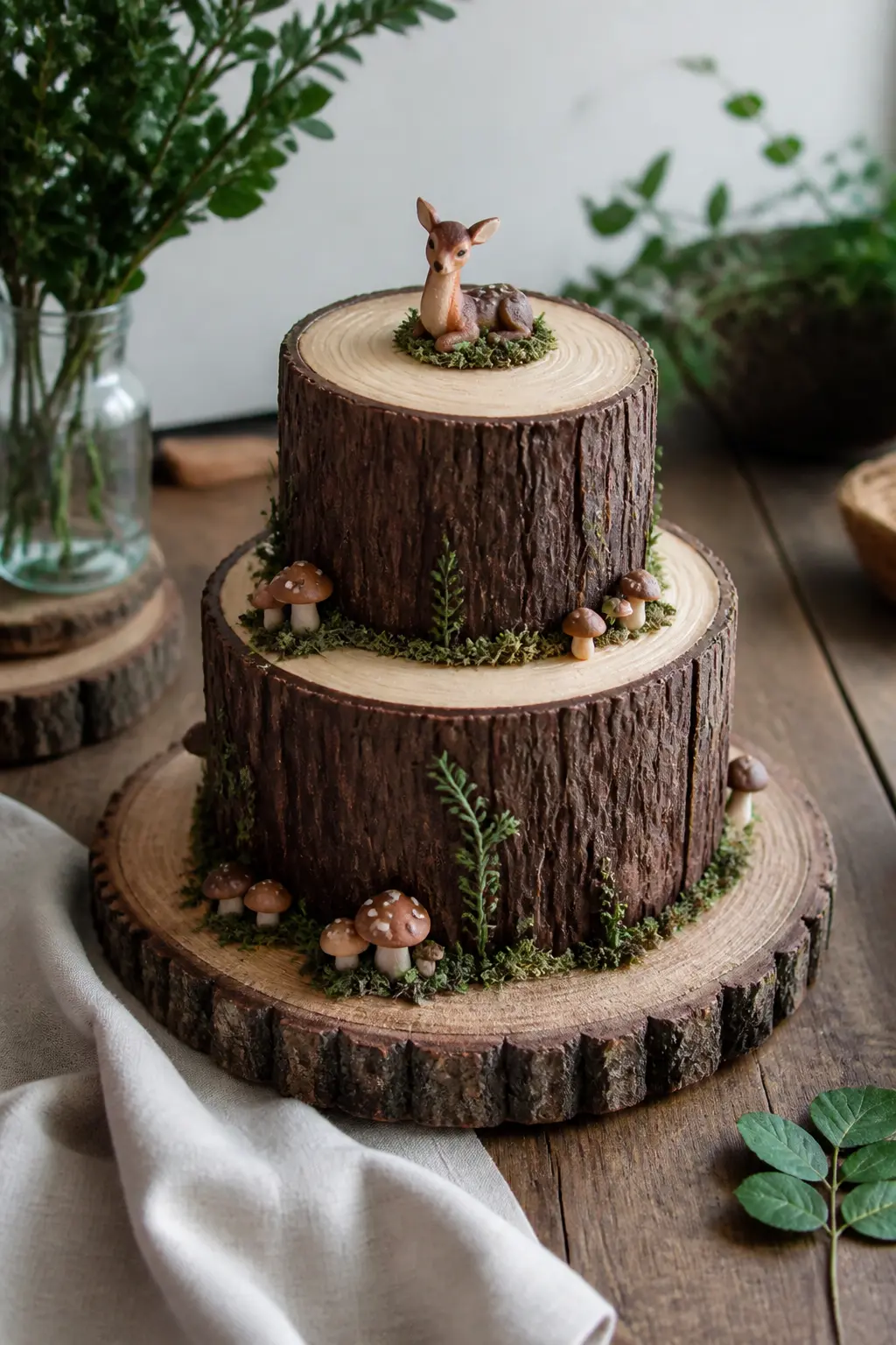 Woodland Stump Cake With Moss