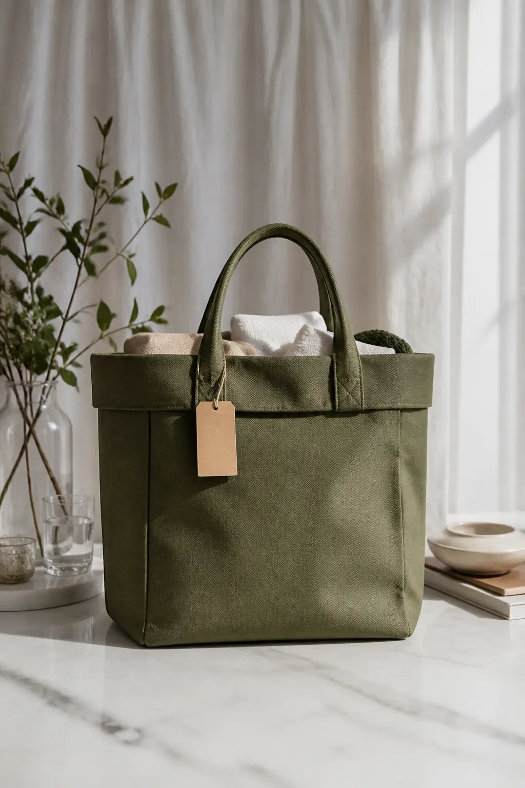 Heavyweight Canvas Tote in Olive or Charcoal
