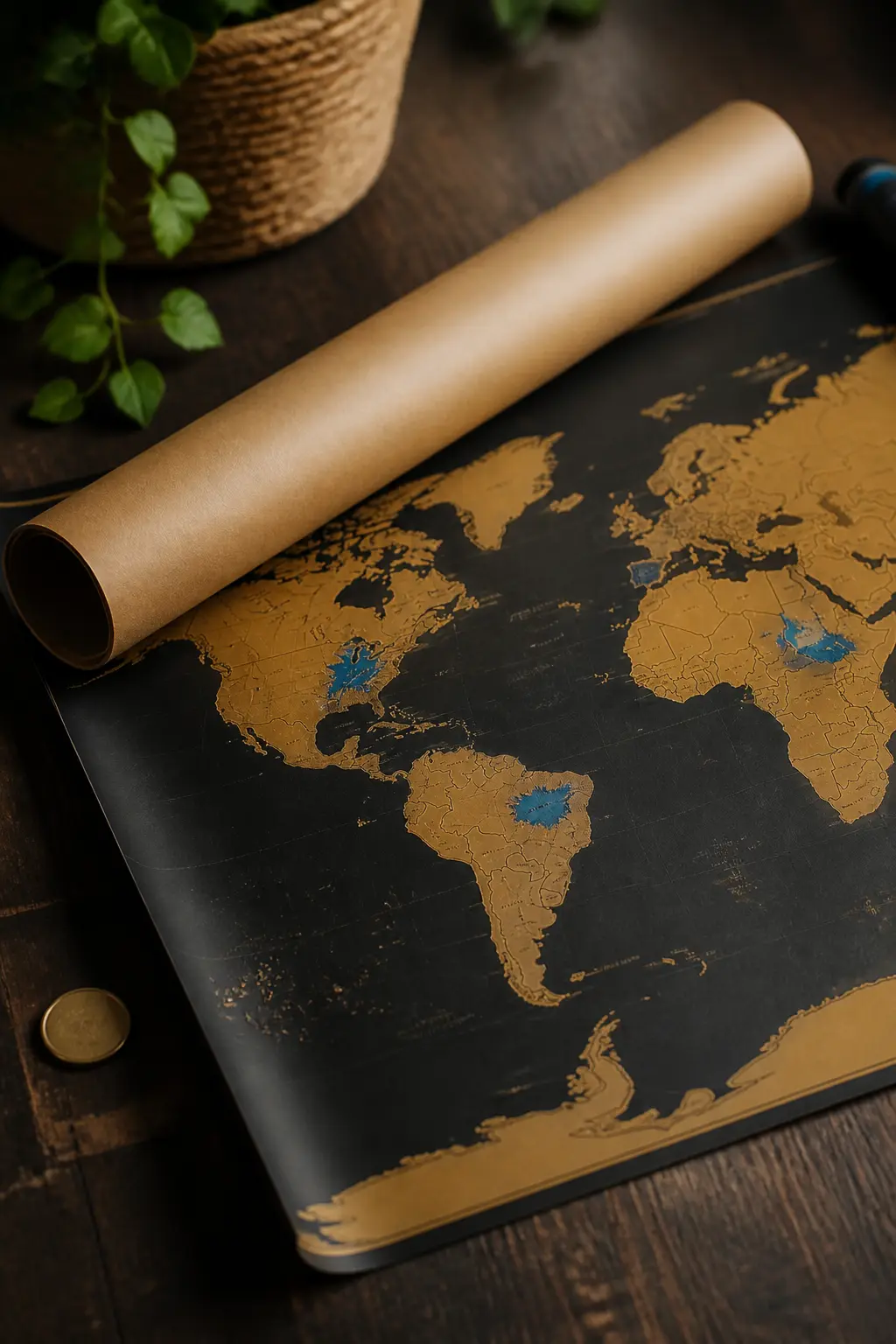Scratch-Off World Map in a Kraft Tube
